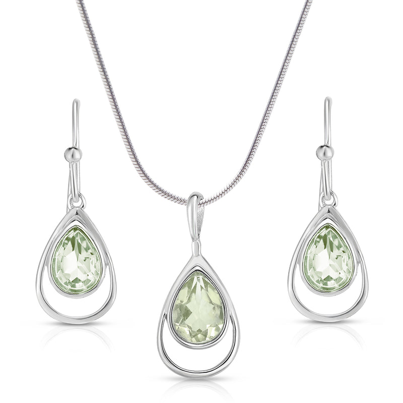Green Amethyst Earring & Necklace Set