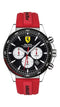 Scuderia Ferrari Pilota Gents, Black IP Bezel, Black Dial, Red Silicone Strap with Black Detail