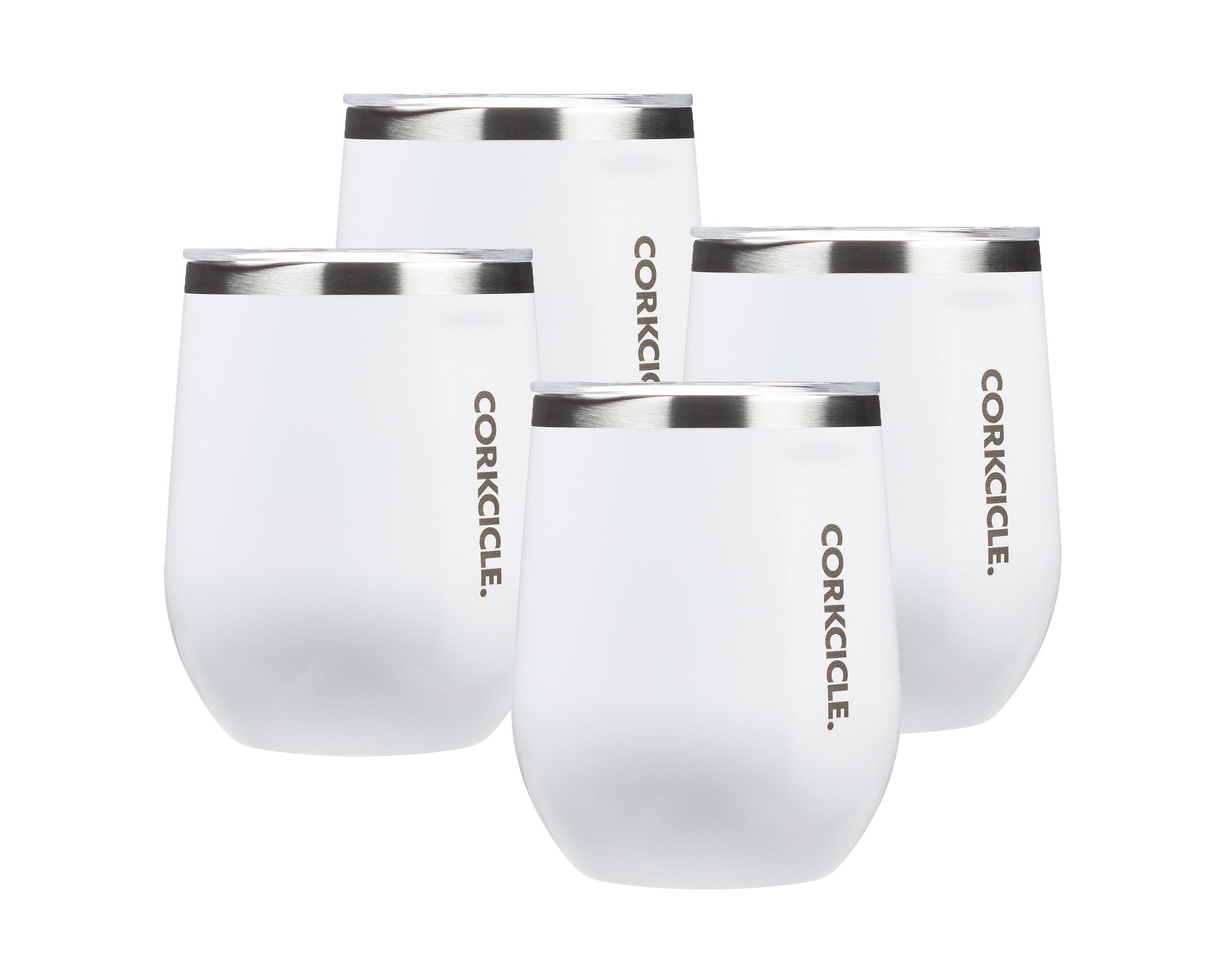 12oz Stemless Wine Cup - Gloss White, 4 Pack