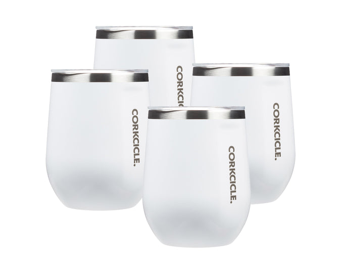 12oz Stemless Wine Cup - Gloss White, 4 Pack