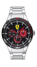 Scuderia Ferrari Redrev T Gents, SS Case, Black Dial w/Red subeyes, Stainless Steel Bracelet