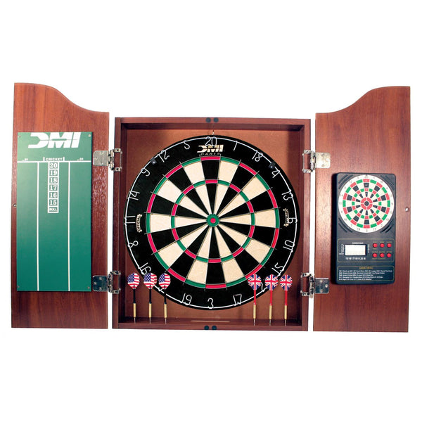 Escalade Sports, DMI Sports - Dartboard Cabinet With Electronic Scorer - Light Cherry