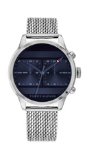 Tommy Hilfiger Gents, Stainless Steel Case, Stainless Steel Mesh Bracelet, Navy Sunray Dial