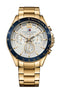 Tommy Hilfiger Gents, IP Gold Plated Case & Bracelet, Silver/White Chronograph Dial
