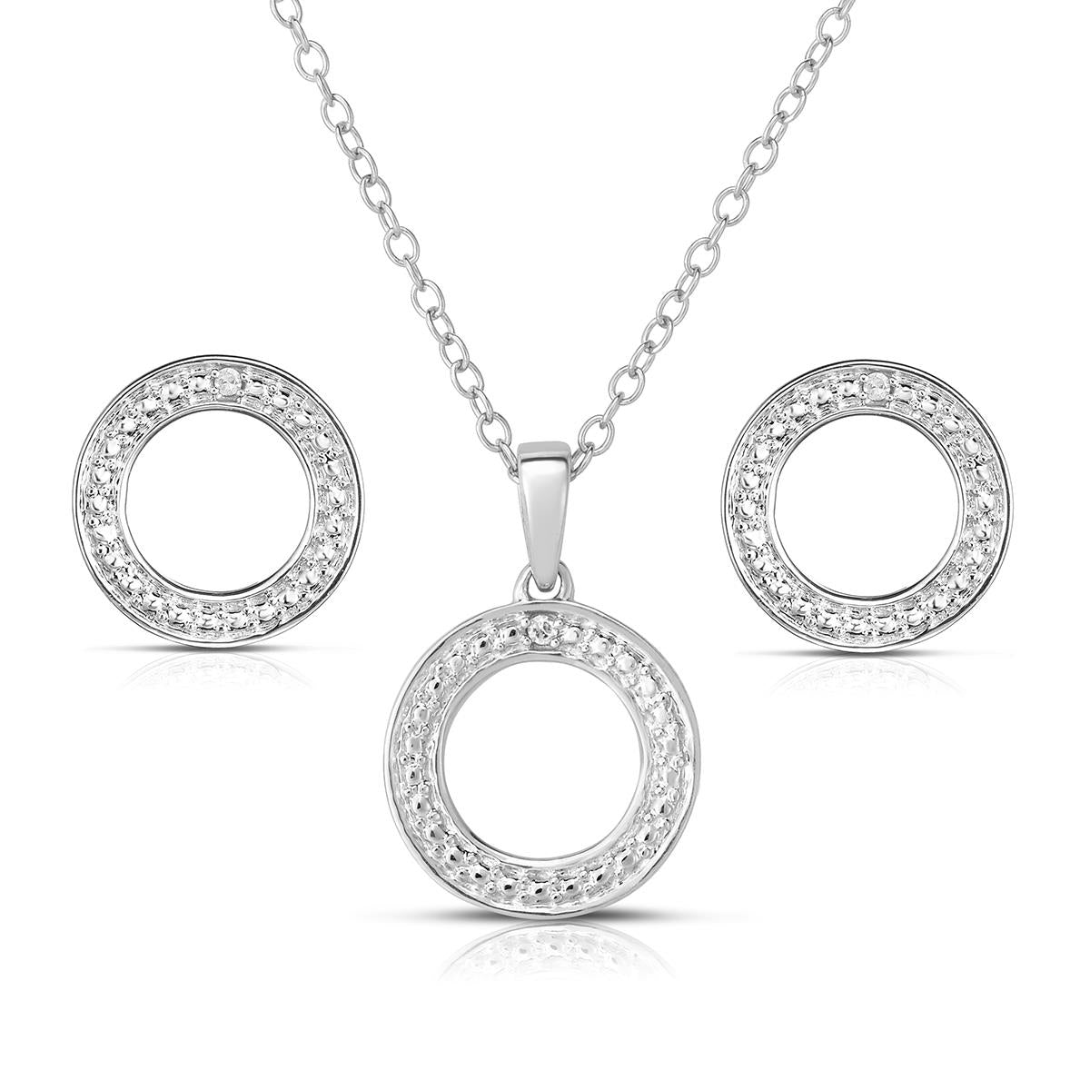 Diamond Geometric Earring & Necklace Set