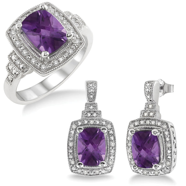 Amethyst Earring & Ring Set