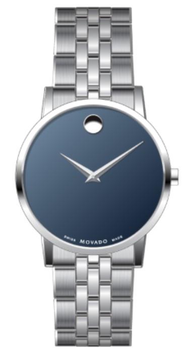 Movado Museum Classic Gents, Stainless Steel Case & Bracelet, Blue Dial