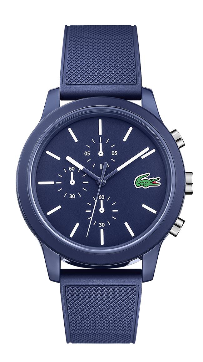 Lacoste, 12, 12 Gents SS Case, Blue Dial, Blue Silicone Strap, 3 Hands