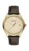 Movado Heritage Mens, Yellow Gold Plated Stainless Steel Case, Parchment Dial, Brown Leather Strap