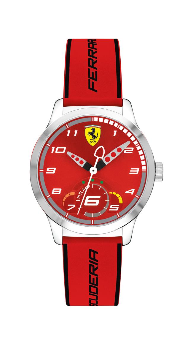 Scuderia Ferrari Pitlane Kids, SS Case, Red Dial, Red Silicone Strap with Black Details