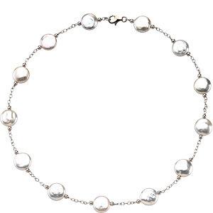 Infinity Jewelers Collection White Coin Pearl Station Necklace – 365 ...