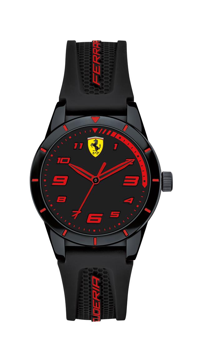 Scuderia Ferrari Red Rev Kids, Black TR90 Case, Black Dial, Black Silicone Strap with Red Details