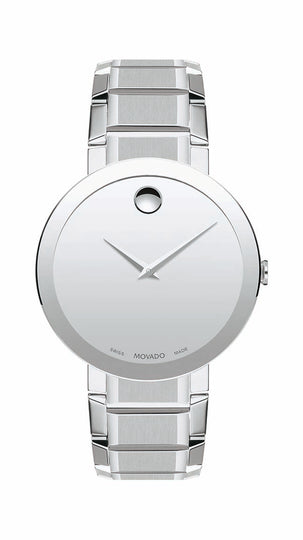 Movado Sapphire Gents, Stainless Steel Case and Bracelet, Silver Mirror Dial