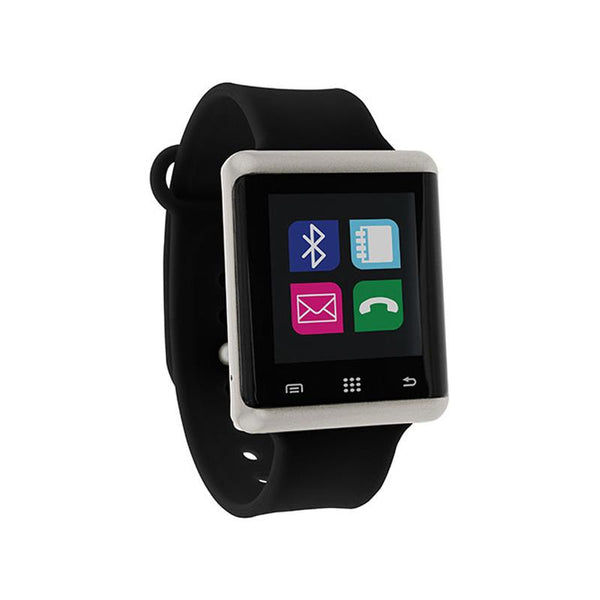 iTouch Wearables 45mm Air Smart Watch - (Silver with Black Silicone)