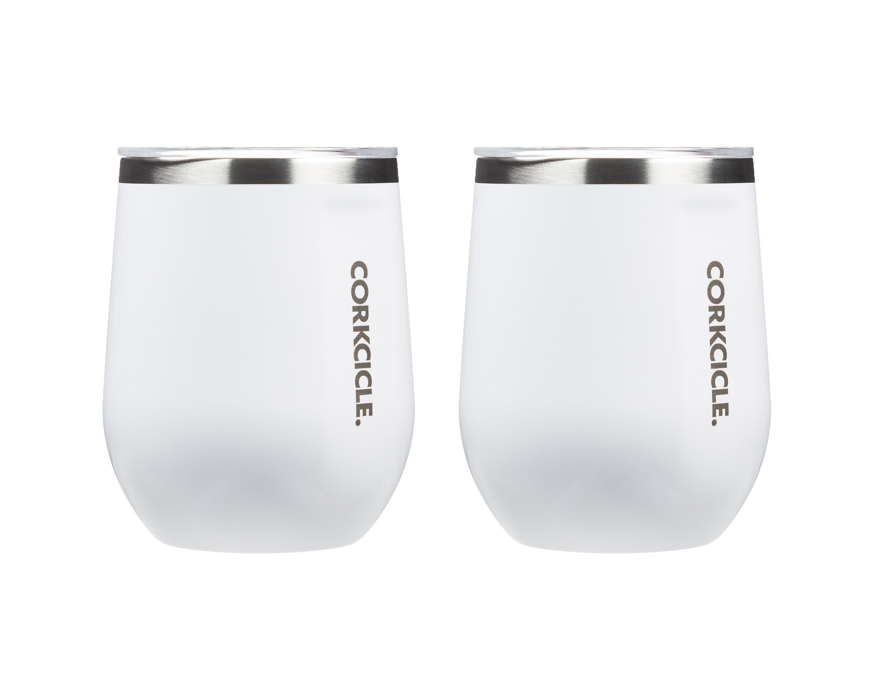 12oz Stemless Wine Cup - Gloss White, 2 Pack