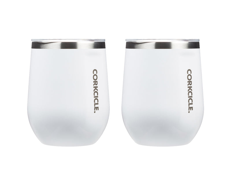 12oz Stemless Wine Cup - Gloss White, 2 Pack