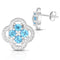 Blue Topaz & Diamond Quatrefoil Earrings