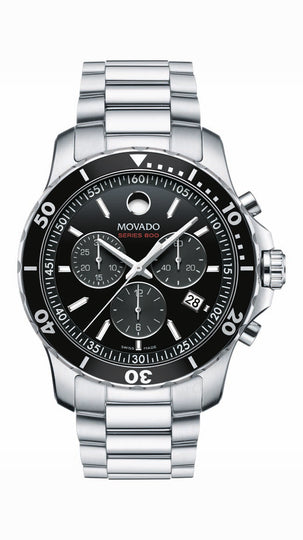 Movado Series 800 Chrono Gents, Performance Steel Case & Bracelet, Black Dial