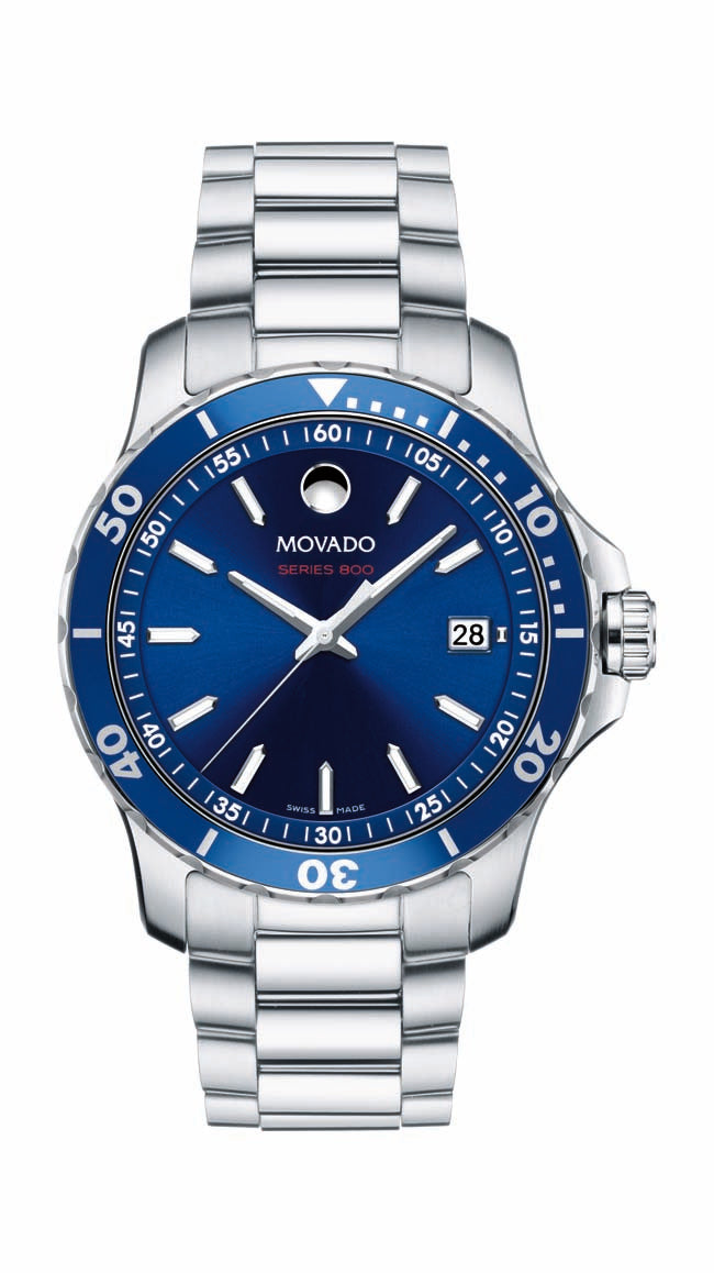 Movado Series 800 Chrono Gents, Performance Steel Case & Bracelet, Blue Dial