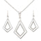 Geometric Sterling Silver and Diamond Earring and Necklace Set