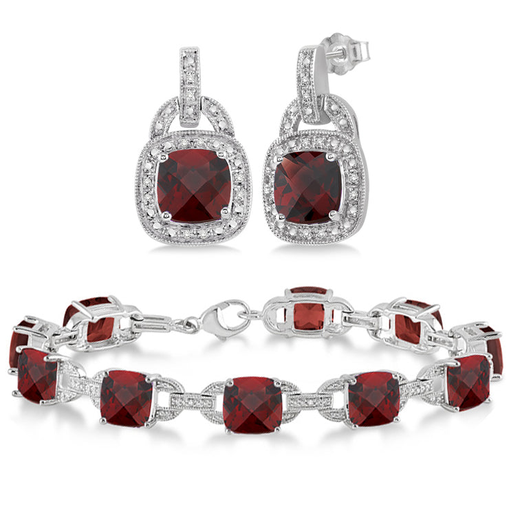 Garnet Bracelet & Earring Set