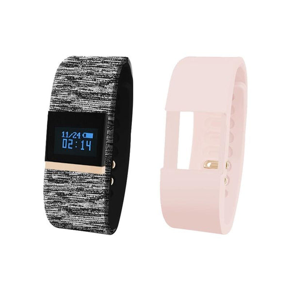 iTouch Wearables Bluetooth Interchangeable Strap Fitness Tracker - (Rose and Multi Black)