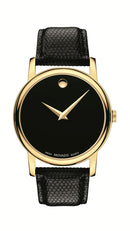 Movado Classic Museum Gents, GP Case, Black Dial & Strap