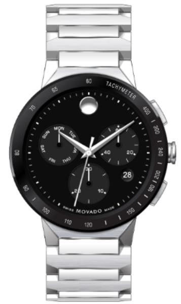 Movado Sapphire Gents, Black PVD Stainless Steel Case, Black Dial, Stainless Steel Bracelet