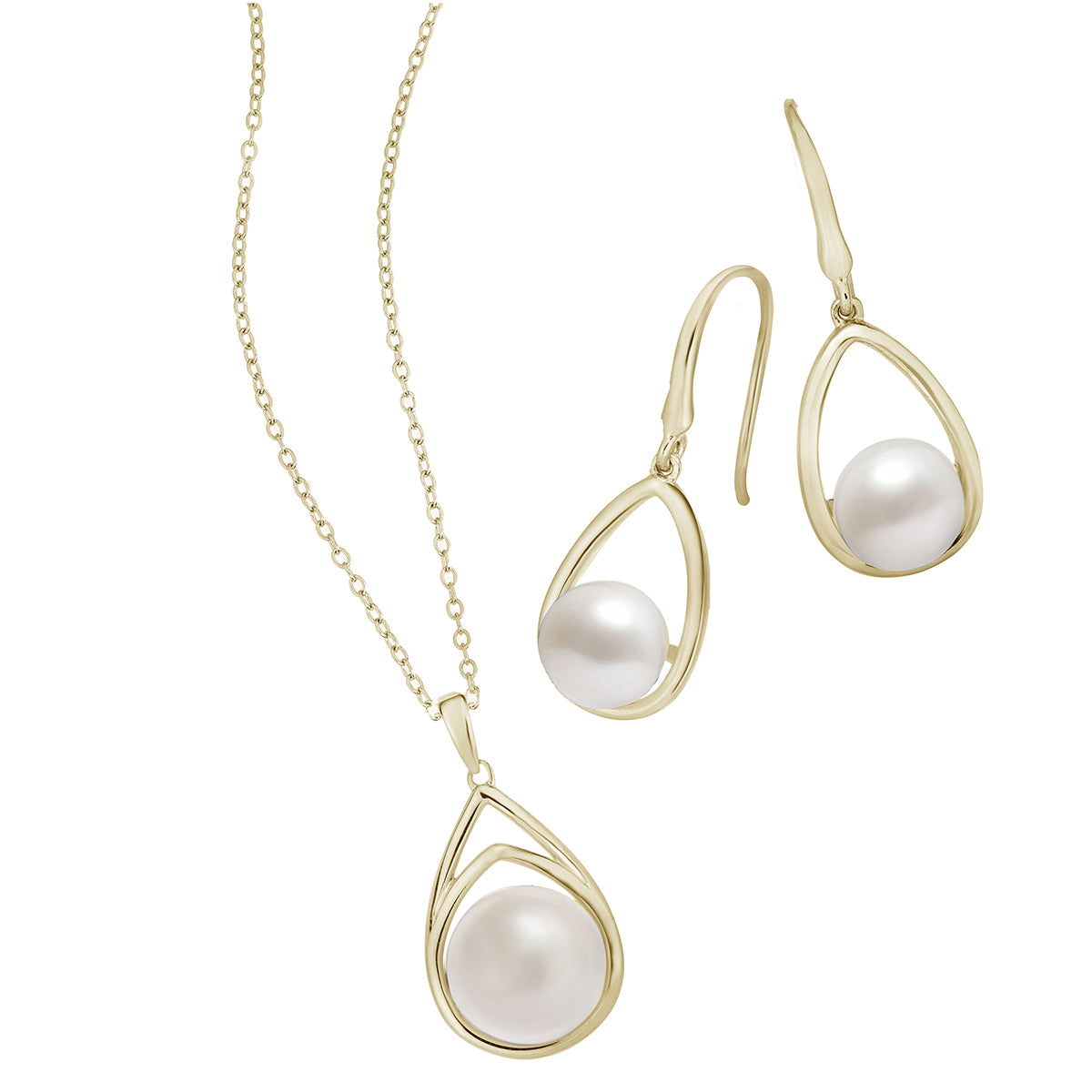 Modern Pearl Earring and Necklace Set