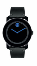 Movado Bold Gents, TR90/Stainless Steel Case, Black Leather Strap