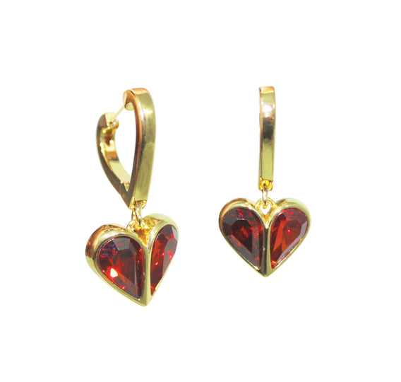 Kate Spade Rock Solid Stone Heart Huggie Hoop Earrings - Ruby, Gold