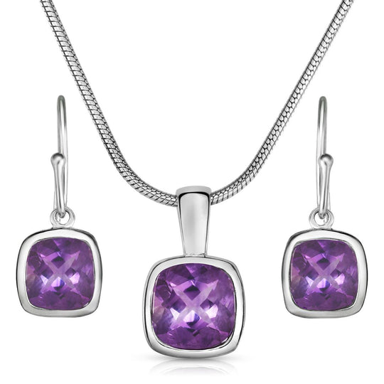 Amethyst Earring & Necklace Set