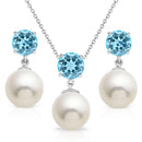 Blue Topaz & Pearl Set