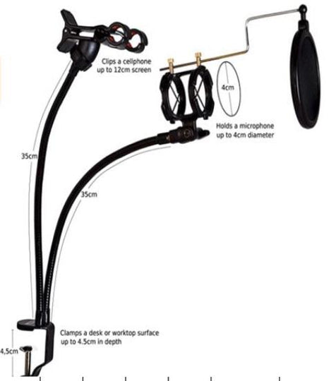 Social Media Kit-Desktop Mic w/Phone Desk Holder