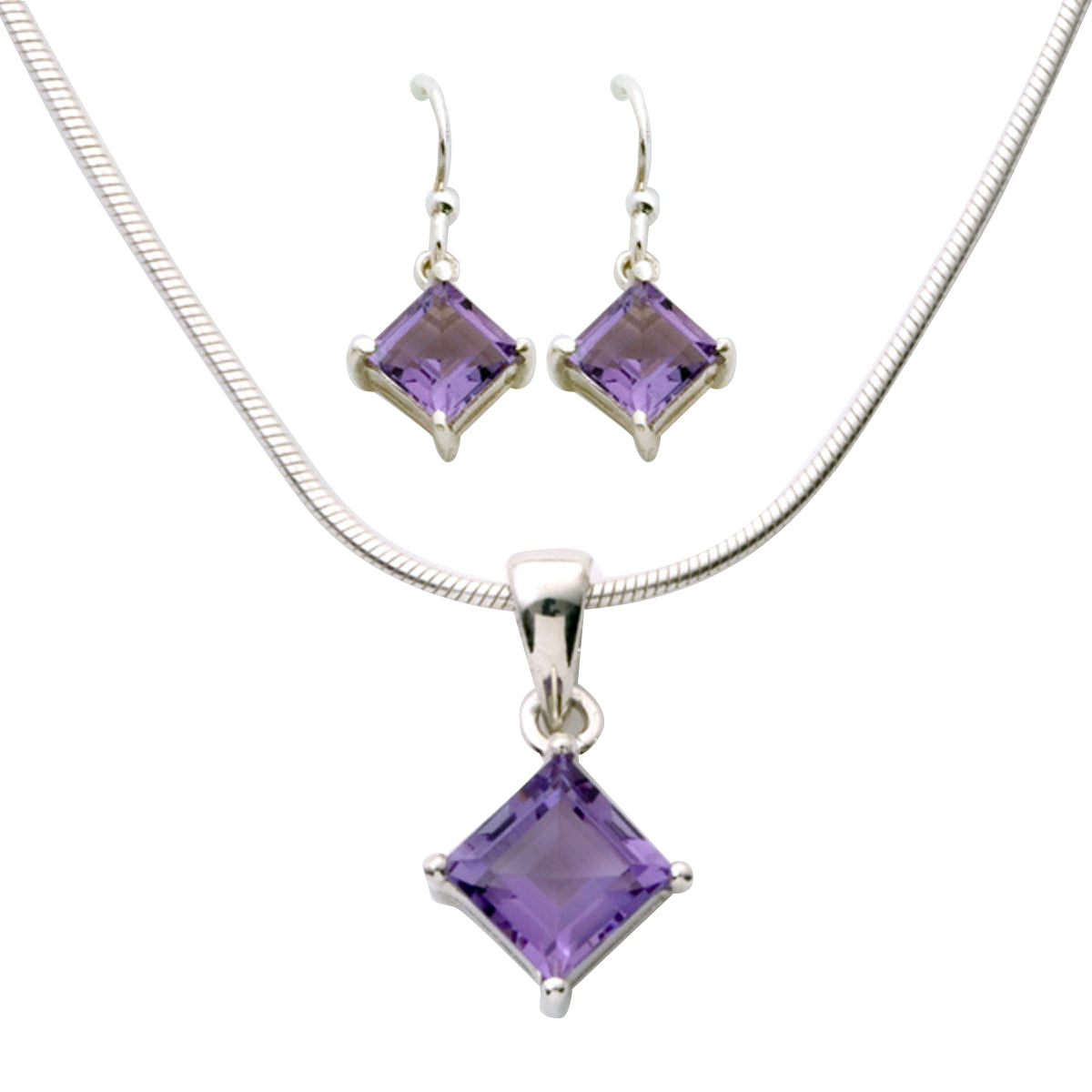 Amethyst Earring & Necklace Set