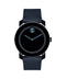 Movado Bold Gents, 42 mm TR90 Ion-plated SS Case, Dark Navy Leather Strap, Black-Toned Dial