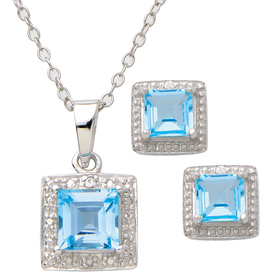 Diamond & Blue Topaz Set