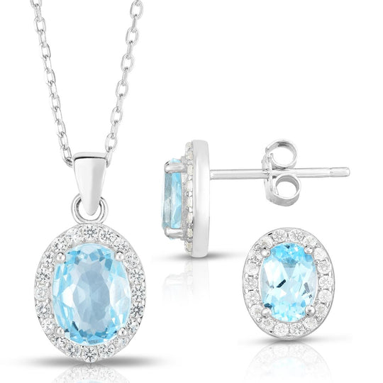 Blue Topaz Earrings & Necklace Set