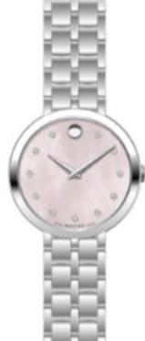 Movado Kora Ladies, Stainless Steel Case & Bracelet, Pink MOP Dial w/11 Diamond Markers