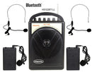 Hisonic Portable PA System-2-Channel Wireless Mics, Rechargeable, Bluetooth Streaming, 2 Belt Pack Sets