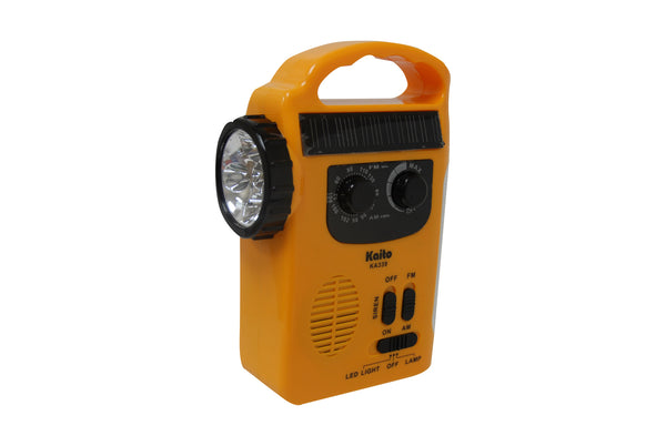 Solar & Crank AM/FM Radio/Flashlight/Lantern/Siren-Yellow