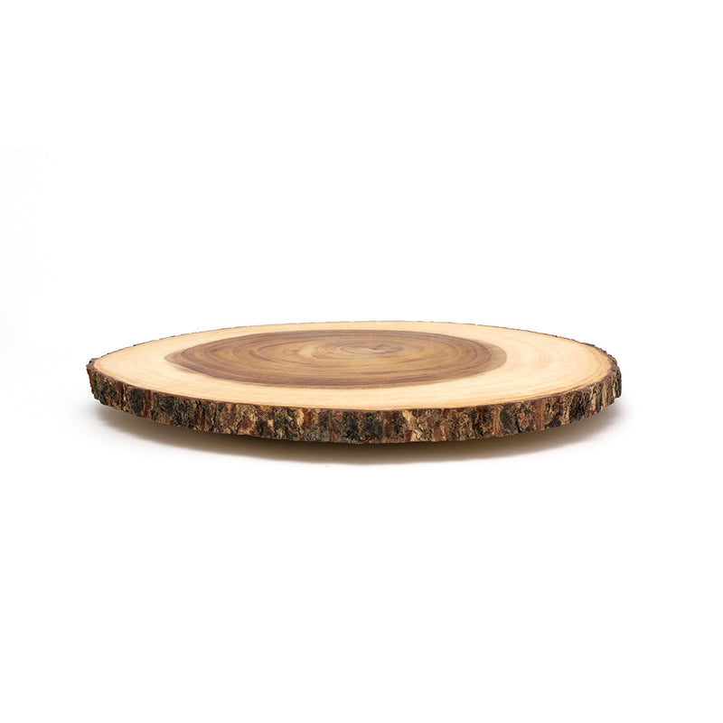 Acacia Large Slab Lazy Susan with Bark Rim