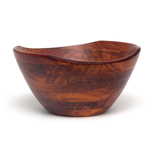 Cherry Finish Large Wavy Rim Bowl