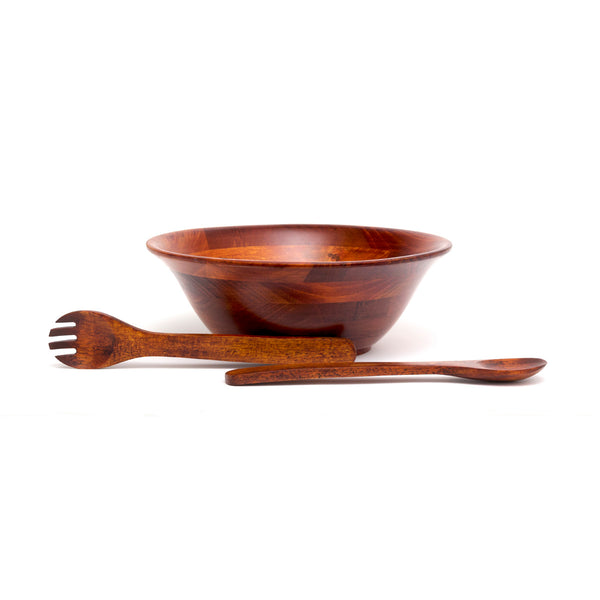 Cherry Finish 3-pc Flared/Footed Bowl Set with 13" Servers