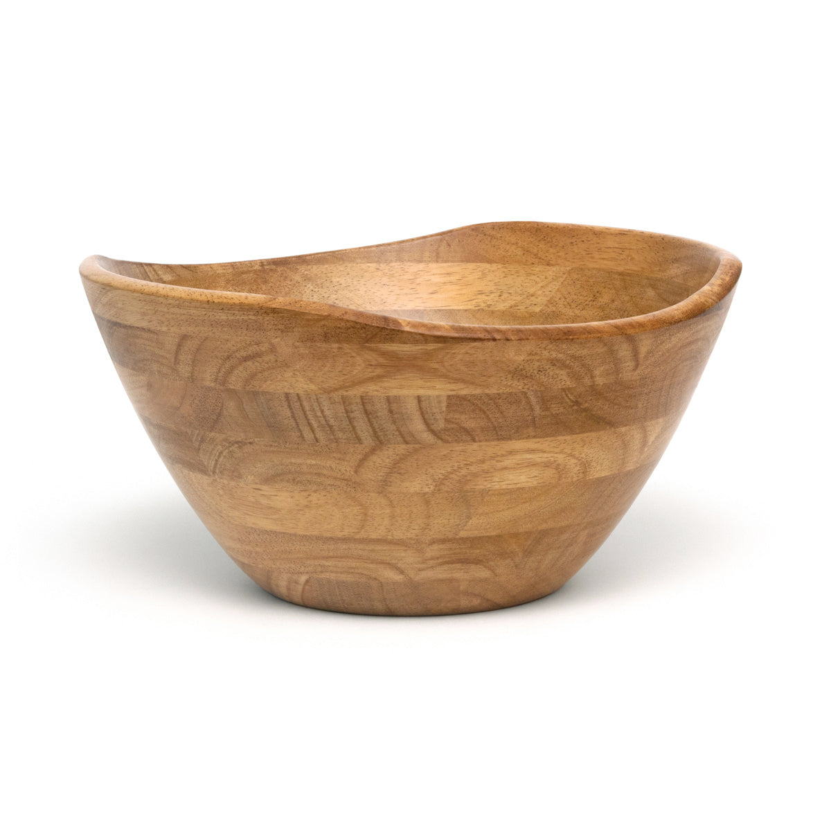 Oak Finish Large Wavy Rim Bowl