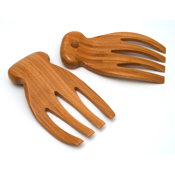 Bamboo Salad Hands With Knob Stand