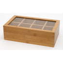 Bamboo Tea Box 8 Compartment with Acrylic and Bamboo Lid
