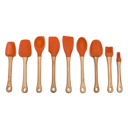 Silicone Corner Spoon with Bamboo Handle