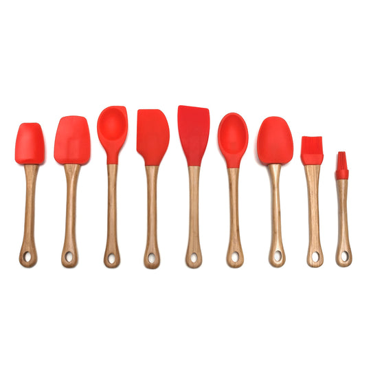 Silicone Corner Spoon with Bamboo Handle