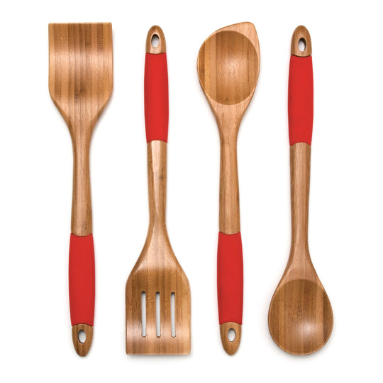 Bamboo Round Spoon With Silicone Handle